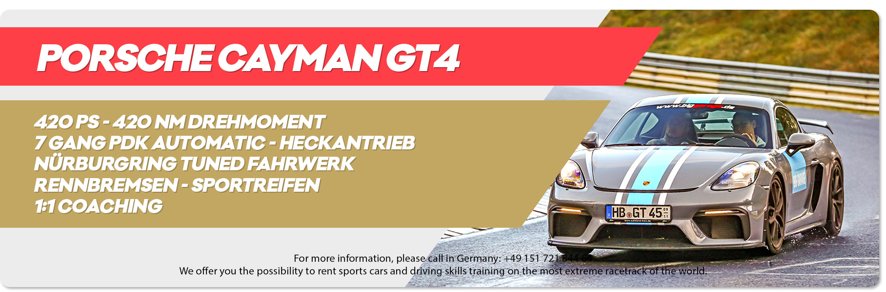 Rent a new Porsche Cayman GT4